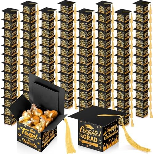 100 Pcs Graduation Candy Boxes with Tassels