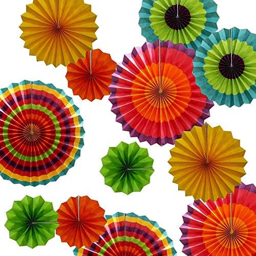 Hola Fiesta Paper Fans Set of 12 for Celebrations